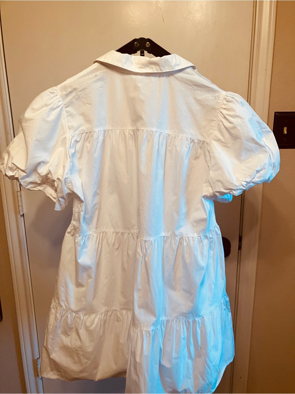 Peach Love White Sequin Football Tiered Babydoll Gameday Shirt Dress - Medium - Picture 10 of 13